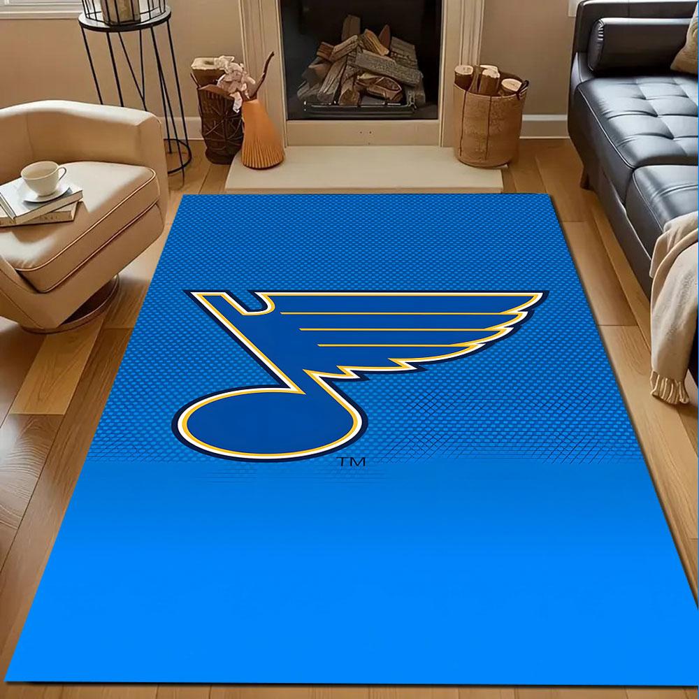 Blue Music Note Logo On Textured Background Patterned Carpet, Non Slip Mat Suitable for Living Room and Bedroom Sofas