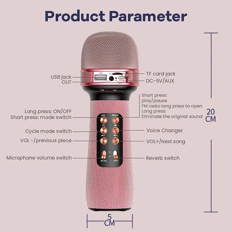High-quality Wireless Bluetooth External Microphone, A Karaoke and Live Streaming Speaker Microphone with English Voice Prompts