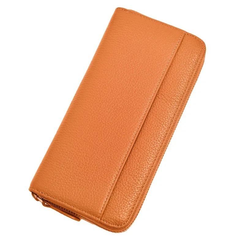 Women's wallet long handheld card holder large capacity multi-card clutch 100% genuine leather luxury zippered coin purse