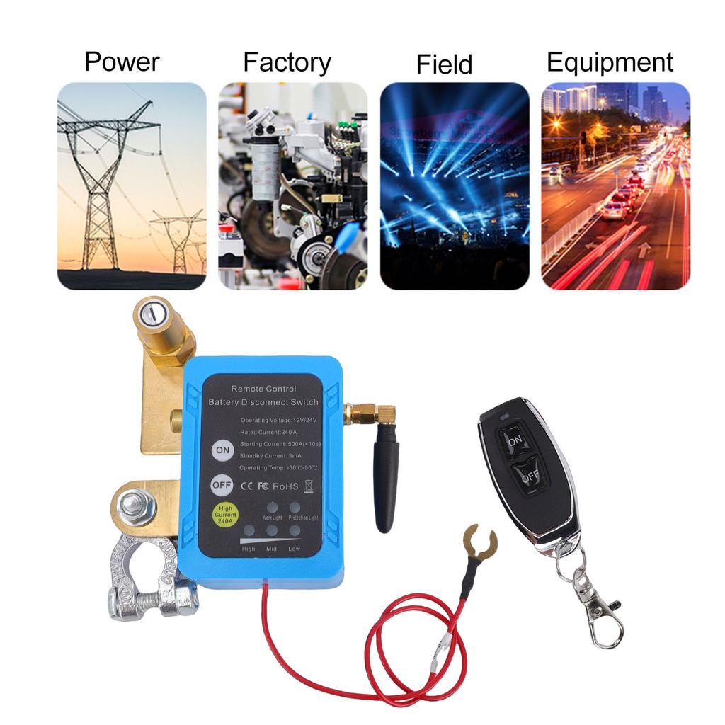 Remote Battery Disconnect Switch 240A Upgrade Smart Voltage Car Kill Switch Prevent Theft Drain for Truck RV