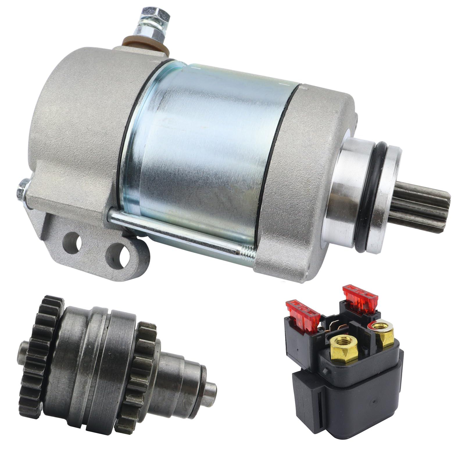 Starter Motor & Drive & Relay for KTM Motorcycle 200 XC-W 2013-2016, 250 XC XC-W 2008-2014, 300 XC XC-W 2008-2014, 55140001000 3 PCS Set