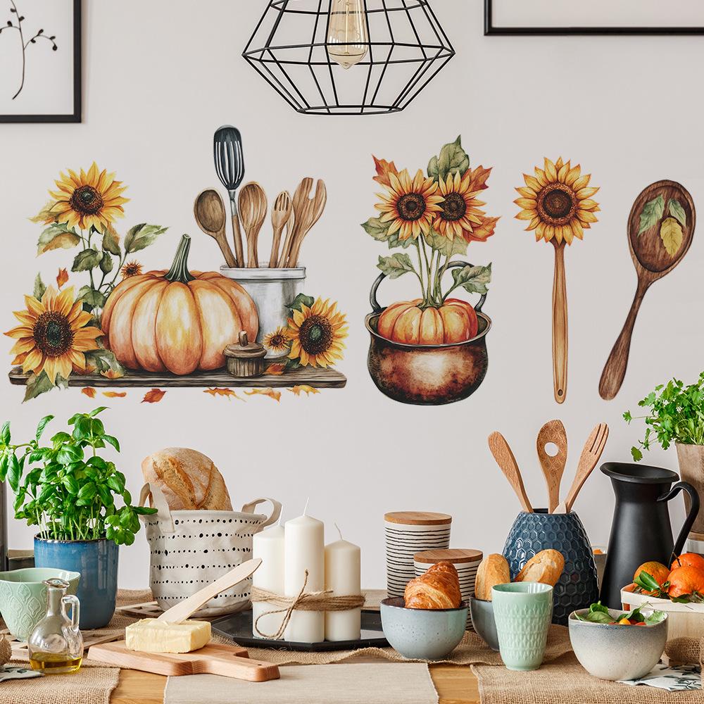 Wholesale of Painted Sunflower Kitchenware Kitchen and Dining Room Wall Beautification and Decoration Stickers