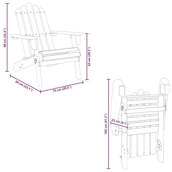 3145014 vidaXL Chaises Adirondack de jardin 2 pcs Bois massif d'acacia