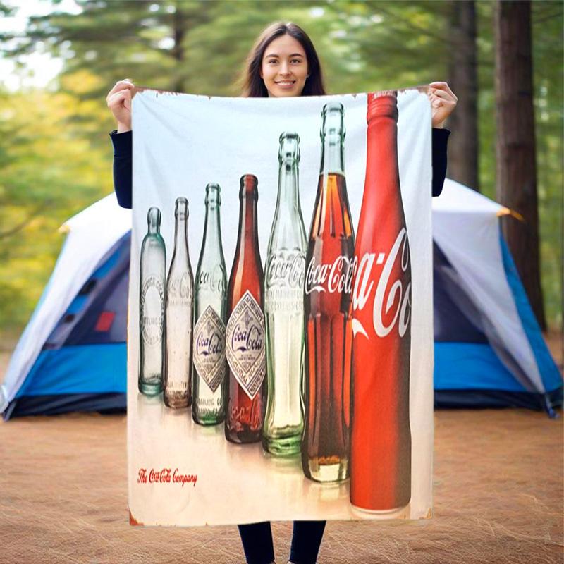 Christmas Gift Halloween Themed Cola Beverage Coca Cola Blanket Soft Home Furnishing Nap Decoration Four Seasons Warm Sherpa Blanket U7