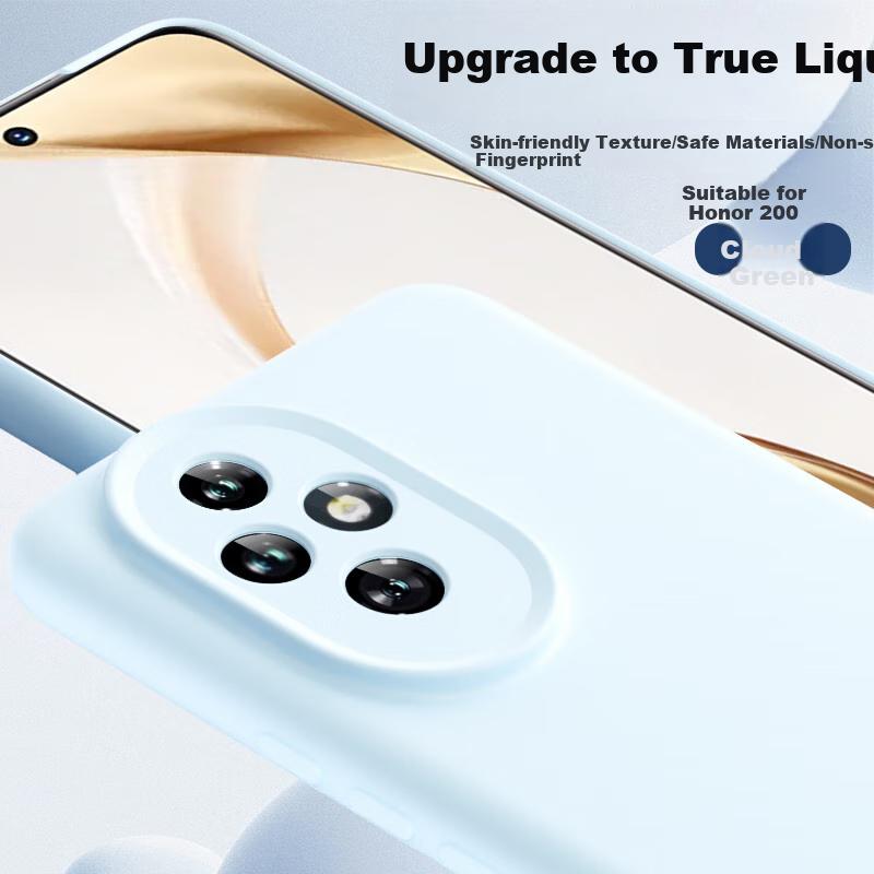 Honor 200 Phone Case, Huawei Honor 200 Premium Liquid Silicone Soft, Full Lens Protection, Shockproof,n, Solid Color Simple Outer, Cloud Blue