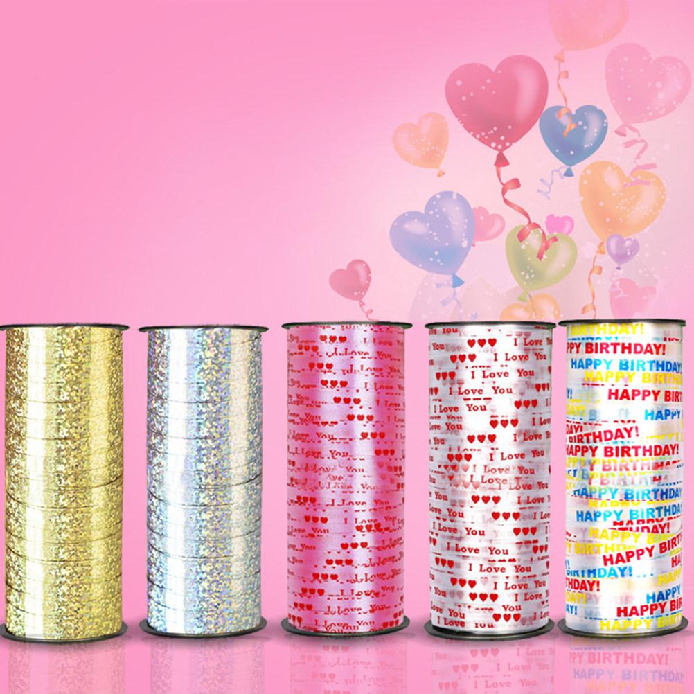 1Pcs Silver Curling Ribbon Roll Metallic Holographic Sparkle Balloon Ribbons Party Decoration Gift Wrapping DIY Crafts