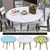 Flower Print Round Tablecloth Wood Texture Vintage Indoor Outdoor Waterproof Elastic Edge Picnic Table Cloth Decor