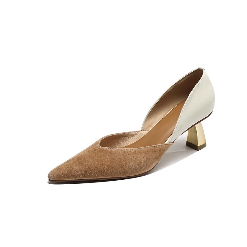 

Fashion 2024 Spring Women Shoes Kid Suede Shoes for Women Square Toe Chunky Heel Shoes Slip-On Women Pumps Concise High Heel Shoes 6cm 34