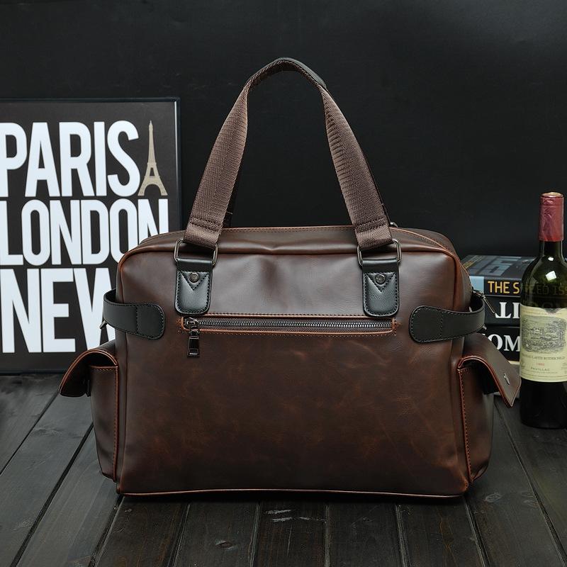 Herren Crazy Horse Leder Koreanische Freizeittasche Schultertasche Messenger Bag Handtasche Große Reisetasche Trendy Herrentasche