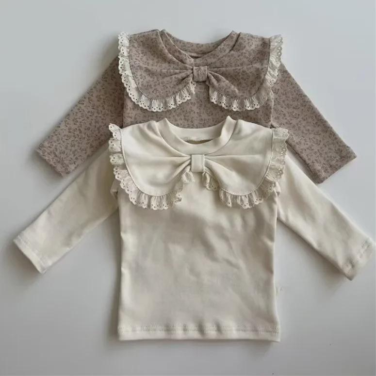 

Infant Lace Bow Lapel Long-Sleeve Shirt - Baby Girl Princess Style Size 73 (Height 58-68CM)