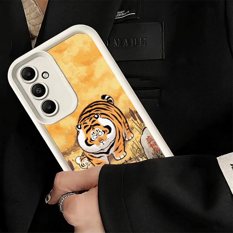 Phone Case for Samsung Galaxy A17 A16 A15 A14 A13 Cartoon Fat Tiger Funny A56 A36 A26 A55 A35 A25 A54 A34 A24 A53 A33 A23 A07 A0