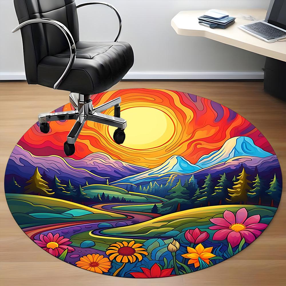 1pc Sunset Mountains Chair Carpet for Office, Non-slip, Soft and Durable Office Rug for  Decoration, Perfect for Office Yy251229155