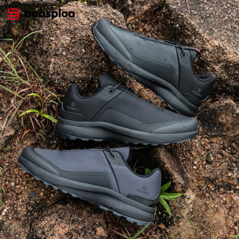 BAASPLOA Men Hiking Shoes Trekking Climbing Sneakers Non-slip Comfort Outdoor Resistant Walking Shoes Male Four Season