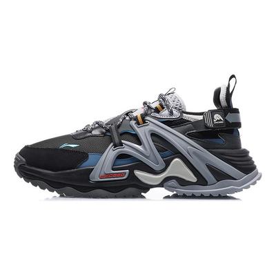 Li Ning Transcend Cushioning Slip Resistant Abrasion Resistant Low Top Running Shoes Men's Black Gray Blue AGLQ111-4