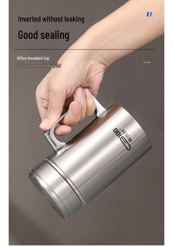 Stainless Steel Thermos Mug with Handle - Custom Logo for Office, Business Events, Parties, and Anniversaries