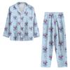 Women's 2 Piece Printed Suit Long Sleeve Button Up Top Wide Leg Pants Suit Set Pajamas Home Casual Suit