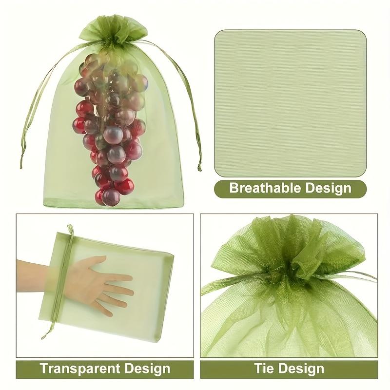 50pcs Reusable Fruit And Vegetable Protection Bags - 12x9cm  Drawstring Net Cover