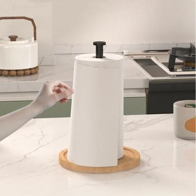 Modern Wooden Base Kitchen Paper Roll Holder Anti-Skid Desktop Roll Paper Holder Kitchen Roll Dispenser Home