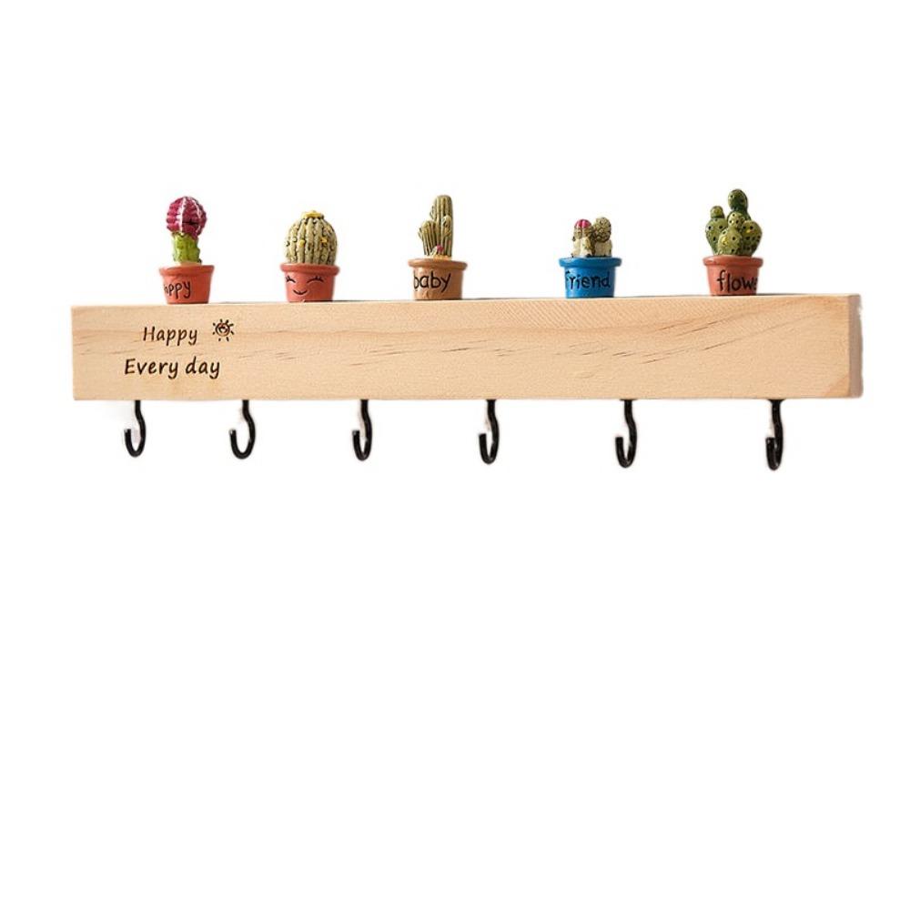 Creative Wooden Key Rack with Cute ornament Clothes Coat Hooks Door Hooks Hanger  Home