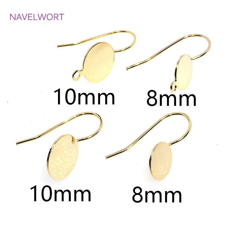 Brass Metal Round Tray Earring Hooks 14K Gold Plated Ear Wire Hooks DIY Pearl Earring Making Accessory Fashion Jewelry For Women