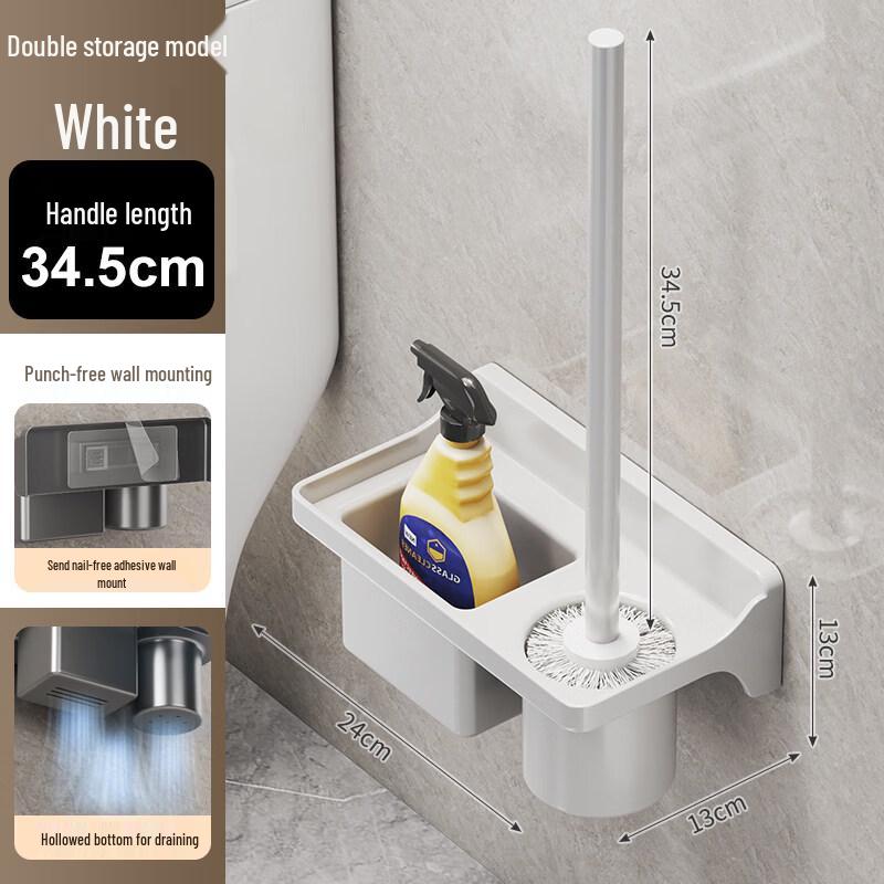 LIEI Toilet Brush with Suction Cup Wall Mount Holder