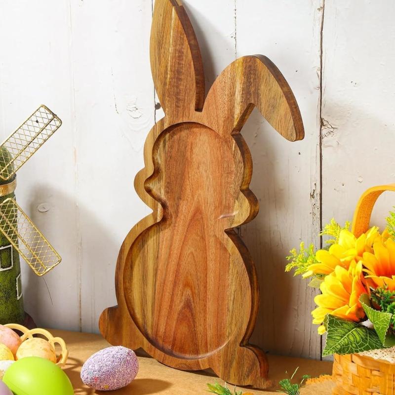 Adorable Rabbit Shape Wood Tray for Family Gatherings Childrens Birthday Parties and Serving Snacks Safely