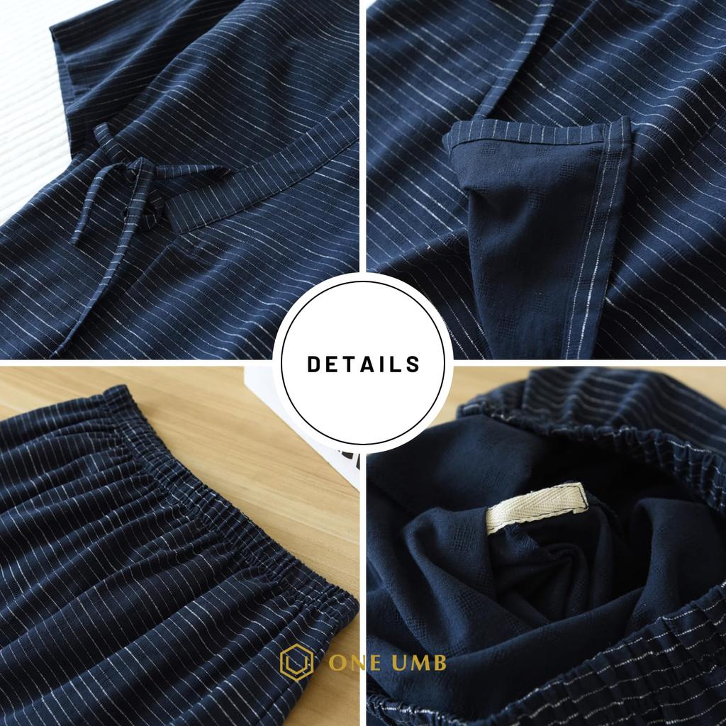 Jinbei Short Top and Bottom Made in Front Opening M [One Ambu] Men's Pajamas, Sleeves, Shorts, Set, 100% Cotton, Stylish, Japan, Cotton, Top,