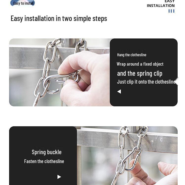 Větruvzdorné nerezové šňůry na prádlo 304 pro sušení na balkoně