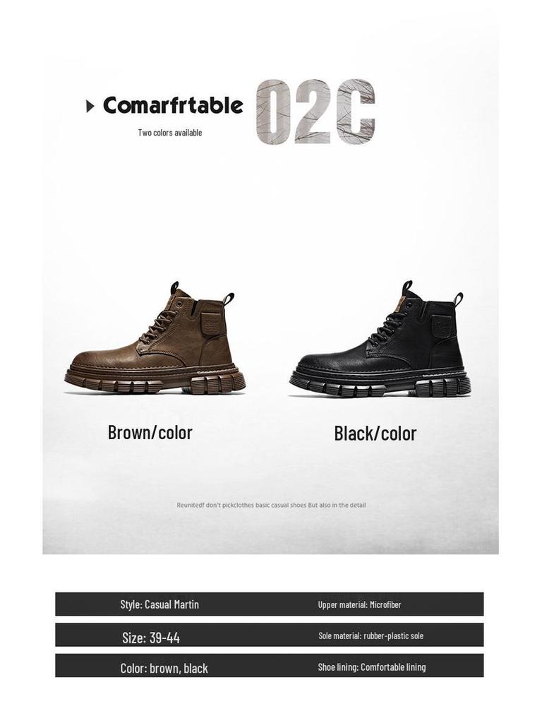 Men's Retro Lace-Up Microfiber Leather Martin Boots – Thick Sole Round Toe for Autumn/Winter Outdoor Hiking & Motorcycle Wear