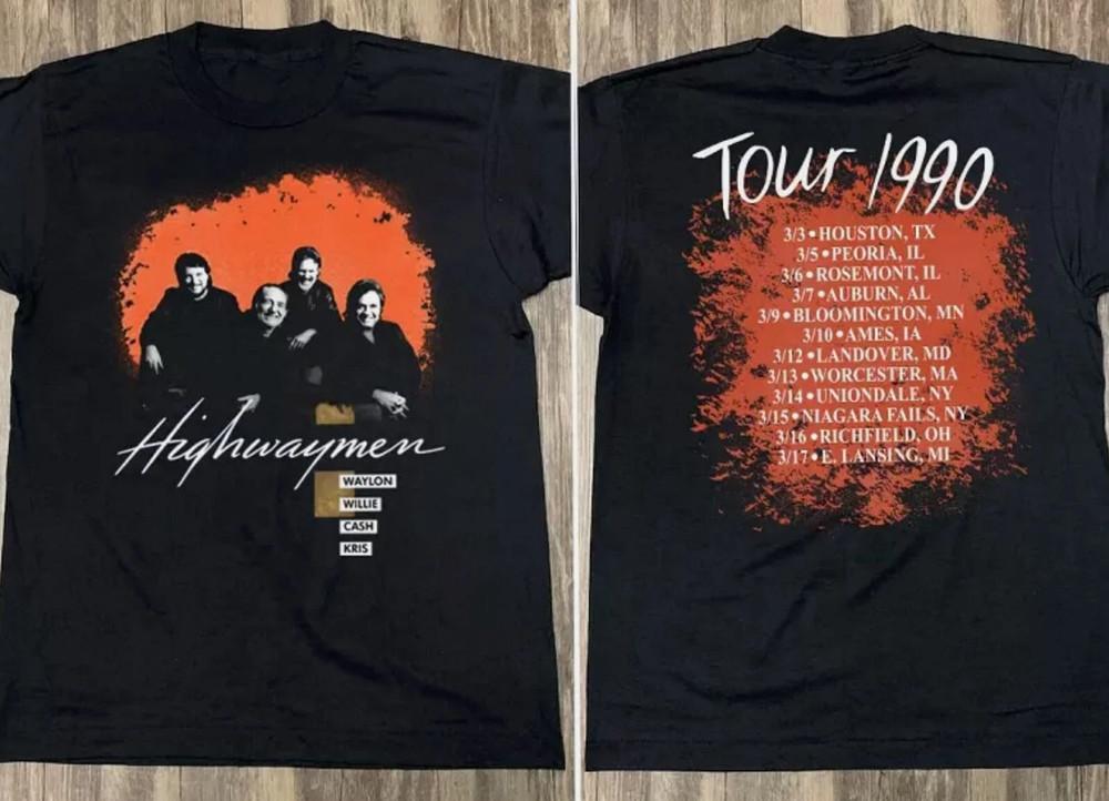 The Highwaymen Tour 1990 Unisex T-Shirt Country Music Band Concert Tee Unisex T-Shirt L