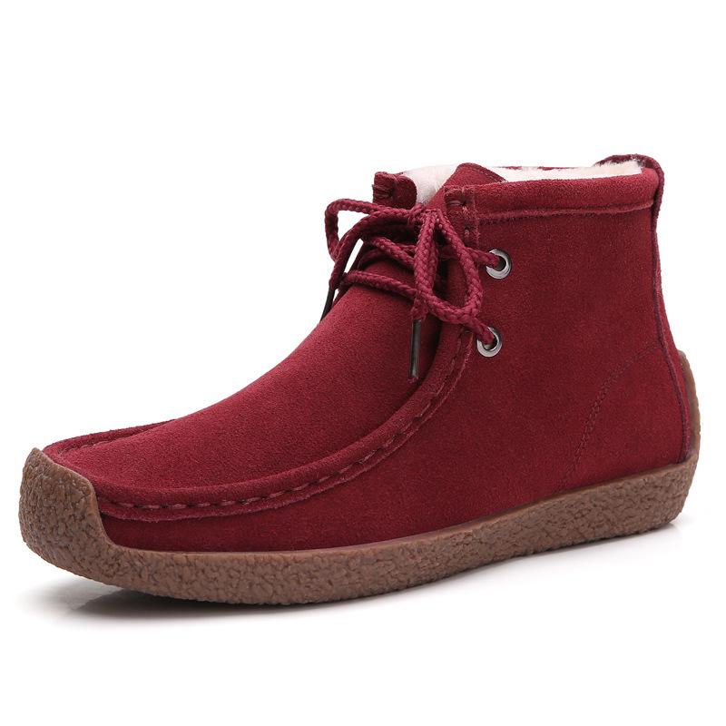 

Плюшевые Теплые Женские Короткие Ботинки Ретро Замшевые Балетки Повседневная Обувь для Ходьбы Зимние Снежные Ботинки Мягкая Подошва Обувь для Мамы 35