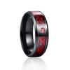 8Mm Men Black Red Stainless Steel Finger Ring Viking Dragon Blue Cubic Zirconia Inlay Finger Ring Nuptial Bridal Band Beveled Edge Comfort FitTrendy