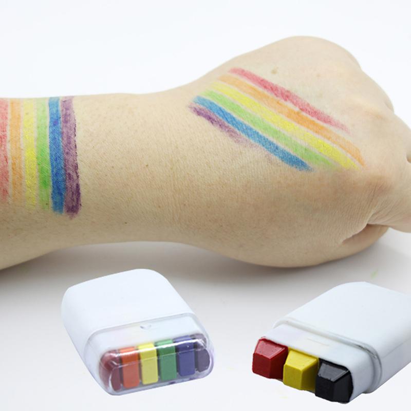 6 Farben Wasserlösliche Regenbogenpalette Kindergesichts- Körperfarbe, Halloween Bühnen-Make-up Körperfarben Pigmente Gesichts-Make-up