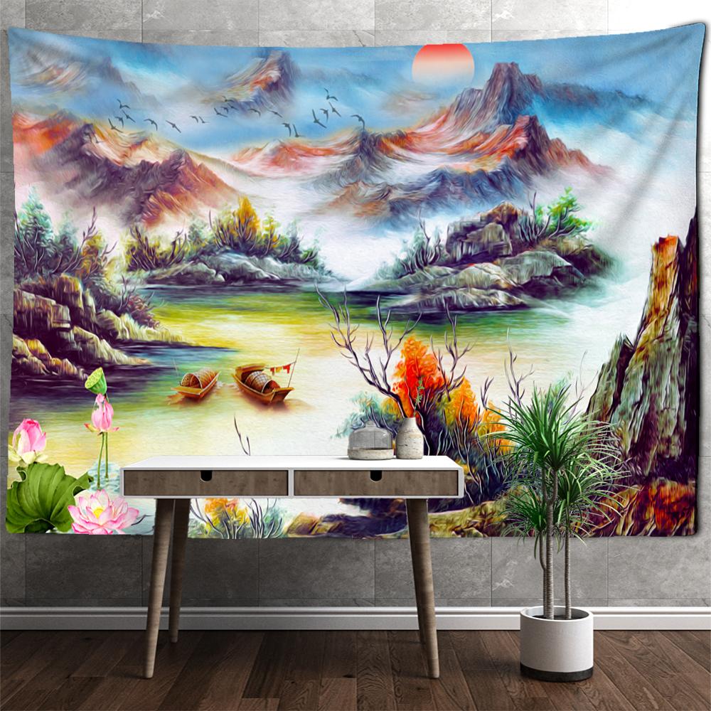 Ölgemälde Lavendel Wandteppich Wandbehang Pflanze Böhmisch Hippie Tapez Nordische Ästhetik Raumdekor