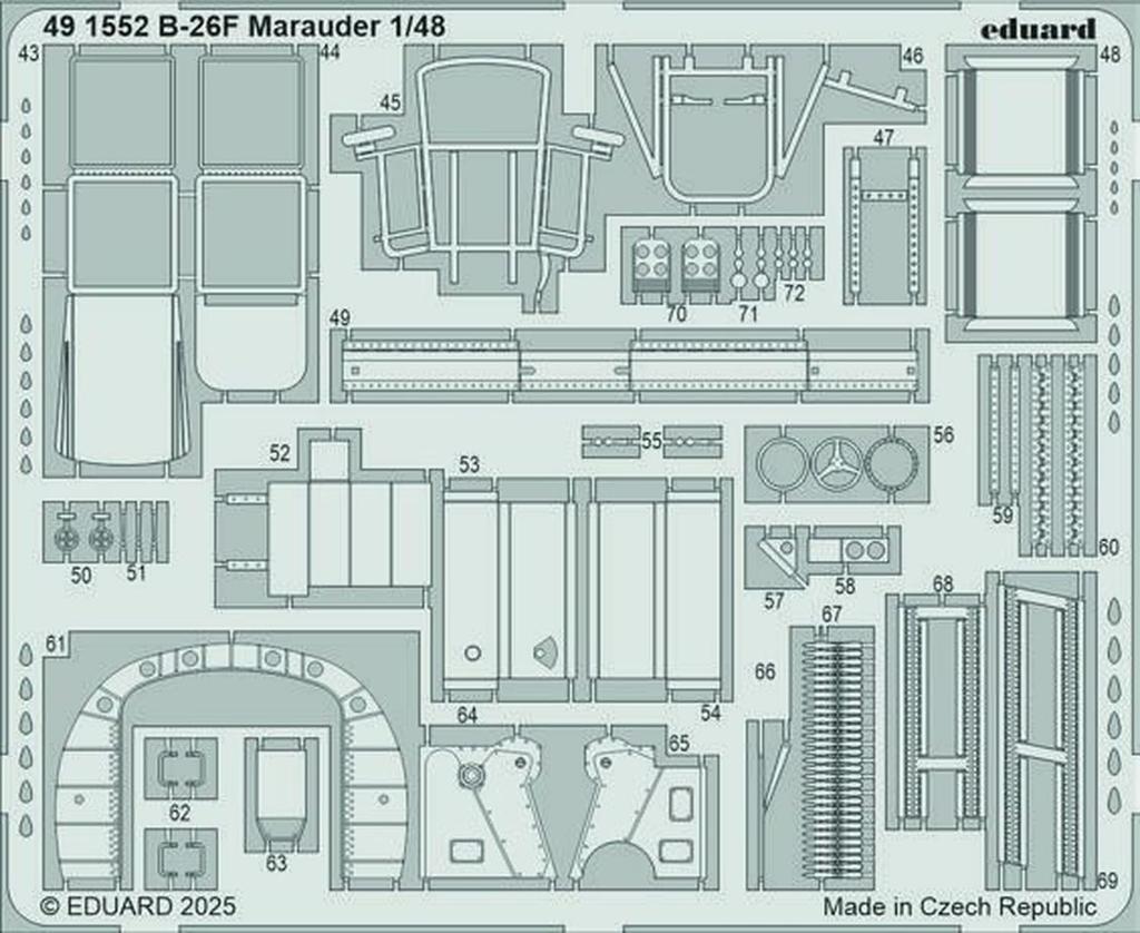 Eduard 1/48 B-26F Marauder Etching Parts (for ICM) Plastic Model Kits EDU491552 (Airplane)