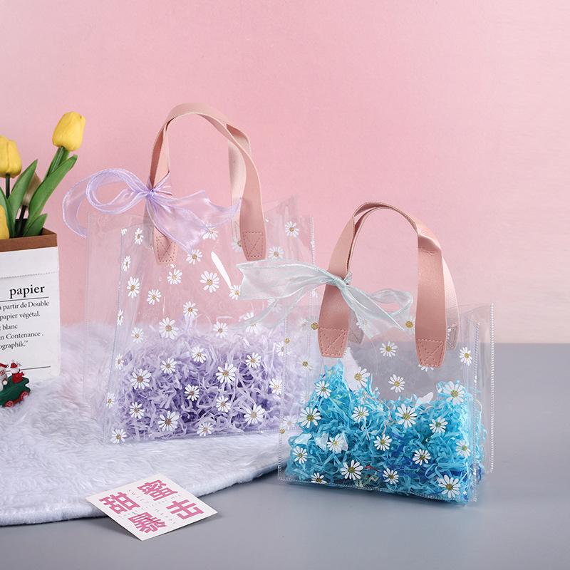 Daisy Transparent PVC Tote Bag - Elegant Gift Bag for Weddings, Birthdays, and Holidays