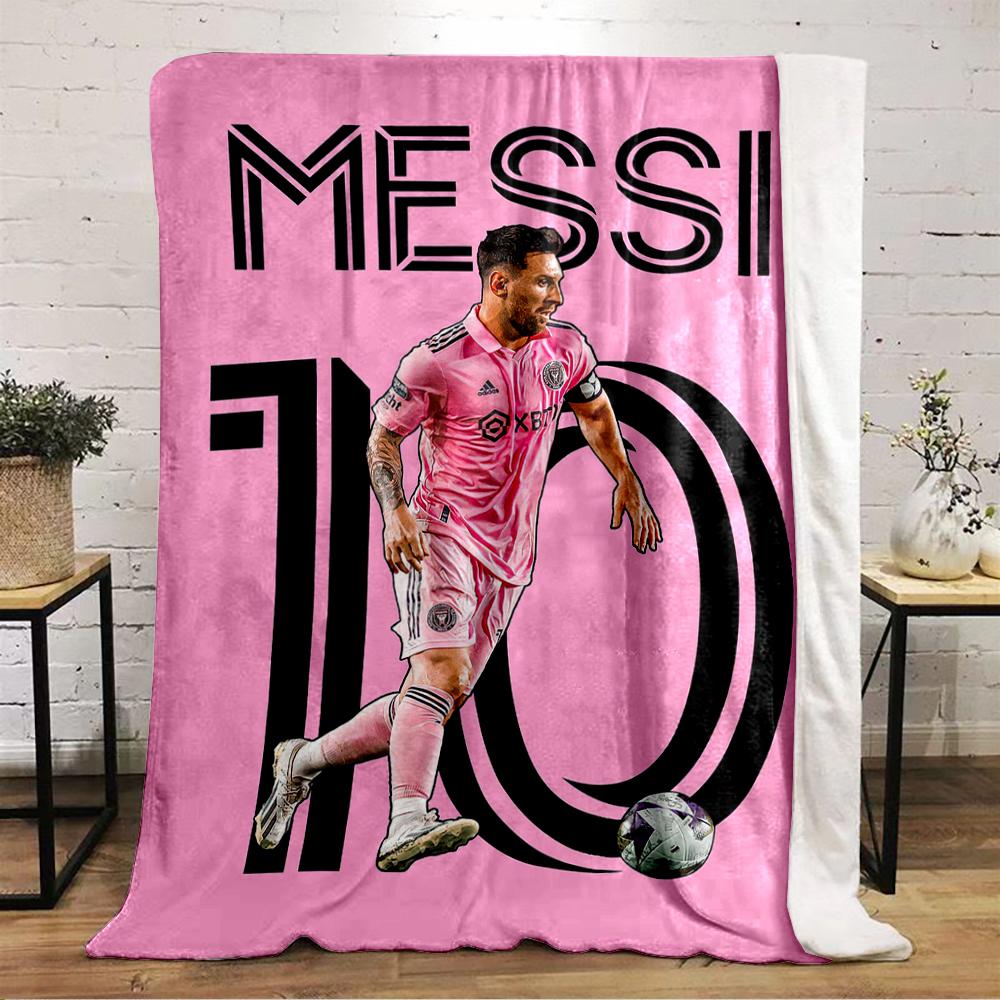 Pink Soccer Player Print Warm blanket, Stylish Decor Flannel blanket for bedroom, living room, sofa, and nap