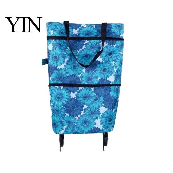 Sac de Courses Extensible à Roulettes Pliable avec Roulettes, Léger Portable Grande Capacité Chariot à Provisions Chariot, Trolley Imperméable en Tissu Oxford pour Et