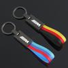 OMPC8 Zinc Alloy Keyring Nylon Tricolor Woven Belt Car Keychain For BMW 50th Anniversary 1 3 5 7 series E83 F16 E70 BMW M M3 M5 X1 X2