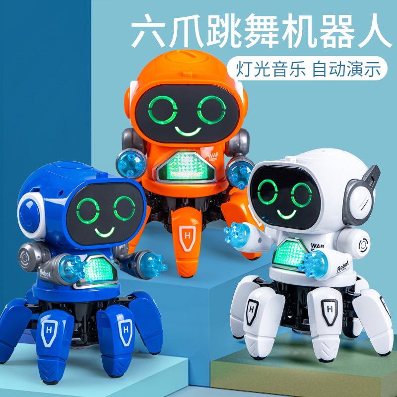 Electric Intelligent Six Claw Dancing Robot Toy With Light Sound Effects For Kids