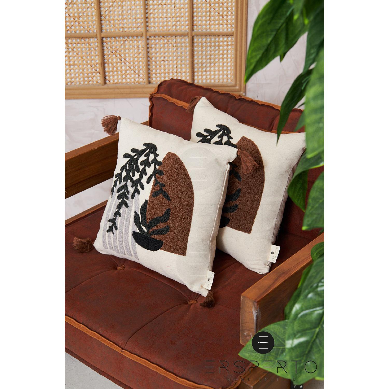 

Bohemian Tasseled Linen Decorative Throw Pillow Case Pillow Case 1 Piece 43x43cm 43 x 43 коричневий