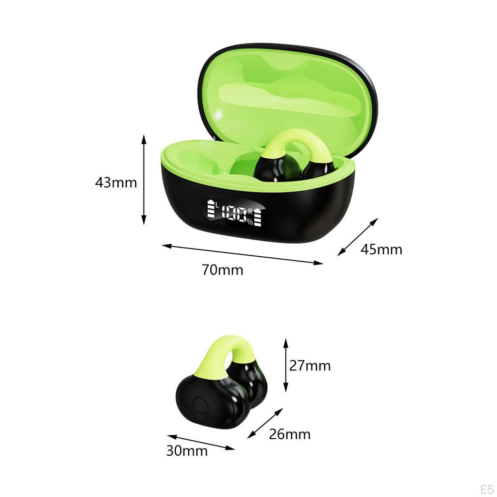 Clip on Open Ear Headphones Headset Sturdy ,LED Display, Ergonomic, 5.3 Stereo Earbuds