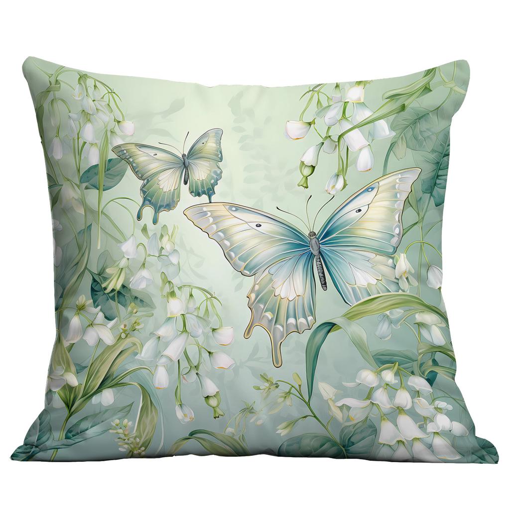 Ny Vår Fjäril Liljekonvalj Liten Fräsch Tryckt Örngott Kort Plysch Örngott Vardagsrum Soffa Kuddöverdrag