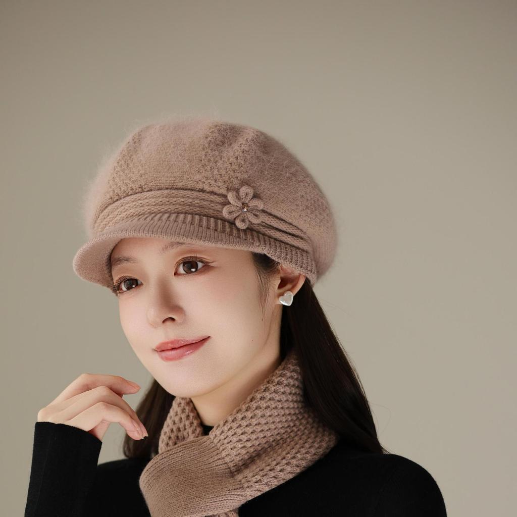 New Rabbit Fur Hat Women's Knitted Wool Hat In The Elderly Warm Fleece Hat Cold Hat