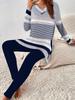 Crew neck long-sleeved set slim-fitting sports retro pattern printed slim-fitting yoga trousers set
