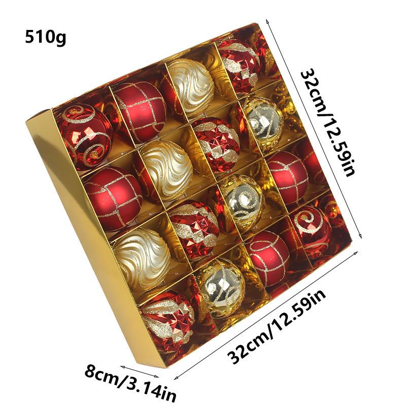 New 8cm Hand-Painted Christmas Ornaments Set - 16 Plated Plastic Balls