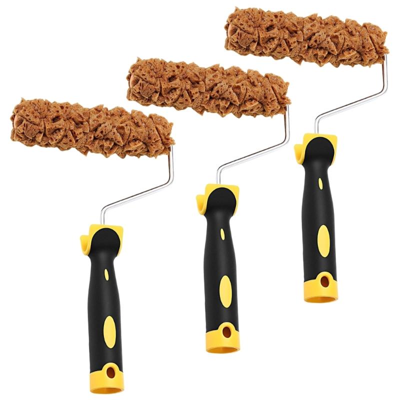 

Multipurpose 3Pieces Paint Roller Set Featuring Sturdy Plastic 6Inch Rollers for Interior Wall Applications Daily Use 1