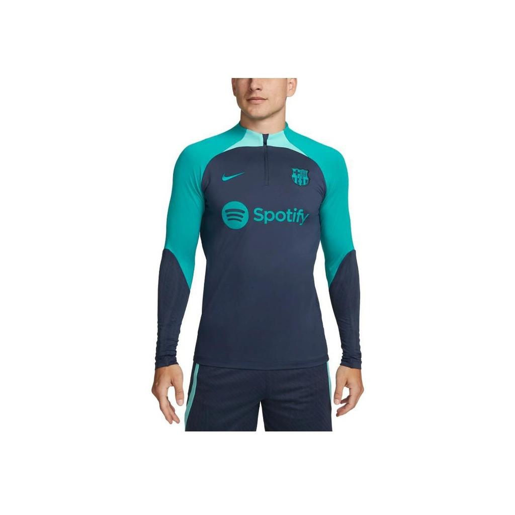 Nike Retro Letter Print Slim Fit Half Zip Round Neck Long Sleeve Football Shirt Men Tops Blue DZ0840-438