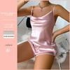Plus Size European & American Ice Silk Print Pajamas - Fashionable Casual Homewear for Women