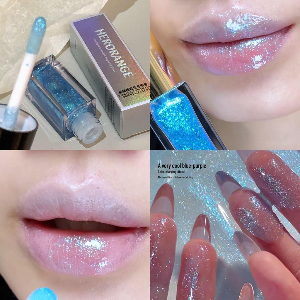 Chameleon Color-Changing Pearlescent Lip Gloss: Spring/Summer Glitter with Mirror Shine and Fine Shimmer